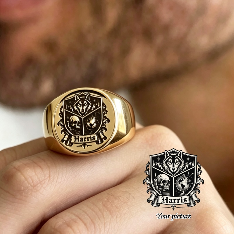 Initial Ring Custom - Custom Photo Signet Ring Personalized Fashion