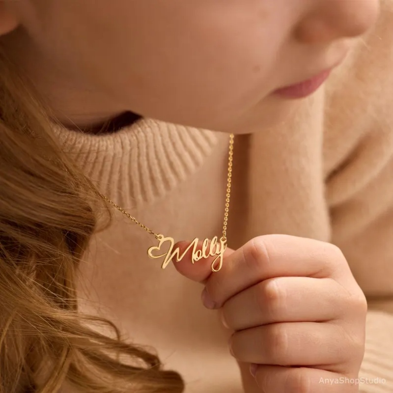 Custom Name Heart Necklace For - Birth Flower Necklace recension och pris