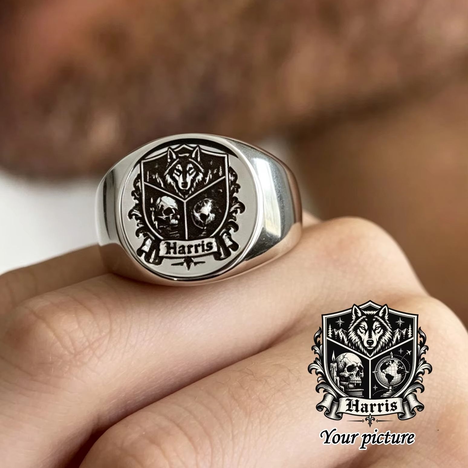 Custom Photo Signet Ring Perso - Initial Ring Custom recension och pris